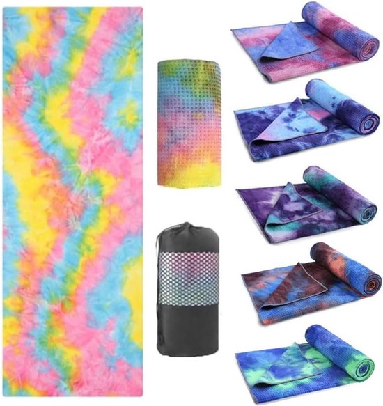 Yoga Handdoek met Antislip Siliconen Grip - Sneldrogende Microfiber Mat voor Hot Yoga, Pilates en Camping