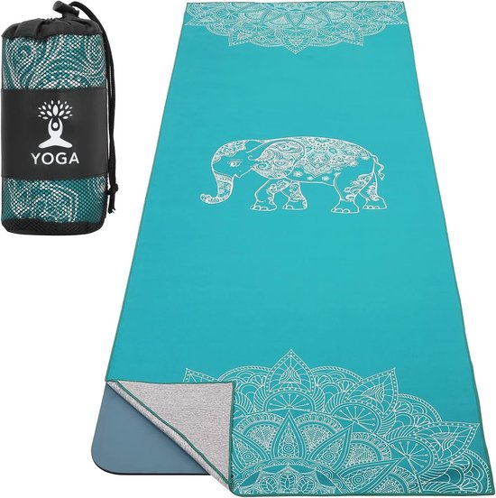 Yoga Handdoek met Antislip, Sneldrogend en Met Hoekzak voor Bikram, Pilates en Gym - Leeuwenkleur en Patroon