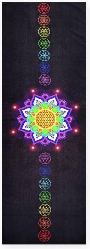 Yoga handdoek POWER OF LIFE | antislip | yoga mat bescherming met siliconen grip | yogahanddoek lang 185 cm x 65 cm | Kleurrijk van POWER OF LIFE