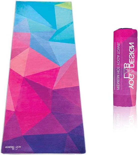 Yoga Handdoek - Reismat - Warme Yoga - Antislip Eco Bedrukt - 182 cm x 61 cm - Geo