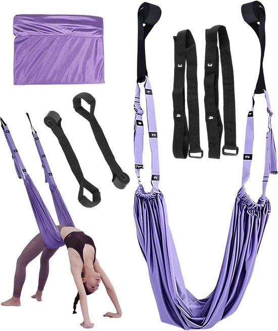 Yoga Handdoek voor Aerial Yoga, Geschikt voor Stretching en Pilates, Inclusief Yoga Strap en Stretch Band voor Optimale Ondersteuning