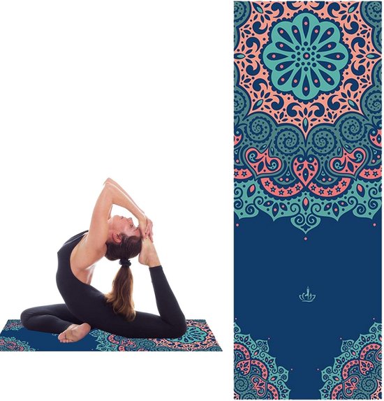 Yoga Handdoekmat - Antislip Deken - Sport Beoefenen - Zweetabsorberend - 185 x 65 cm - Blauw