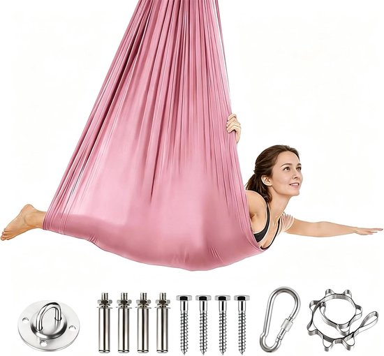 Yoga hangmat - Aerial swing - Yoga Stretcher - met volledige installatie - hardware - Extra sterk doek - 280 x 150 cm - ideaal voor indoor en anti-zwaartekracht-oefeningen