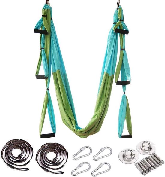 Yoga hangmatset antenne, aerial yoga handdoek, aerial yoga hangmat met draagtas en verlengbanden