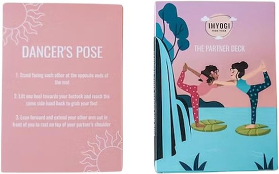 Yoga Kaarten - Partner Oefeningen - Kindermindfulness Samen - 30 Illustraties Inclusief - A6 Formaat - Meerkleurig