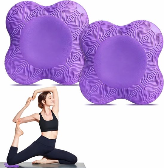 Yoga Knie Kussens - Set Van 2 Stuks - Yoga Kniebeschermer Mat - Sport Balans Kussen - Antislip Yogamatten - Kussen - Knee Pads - Kniestukken - Kniemat - Sportmat - Fitness - Ondersteuning Van KnieëN, Polsen En Ellebogen - 20×20×2cm - Paars van Merkloos