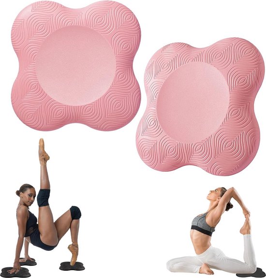 Yoga Knie Kussens - Set Van 2 Stuks - Yoga Kniebeschermer Mat - Sport Balans Kussen - Knee Pads - Kniestukken - Kniemat - Sportmat - Fitness - Ondersteuning Van KnieëN, Polsen En Ellebogen - 20×20×2cm - roze van Joy Sportswear