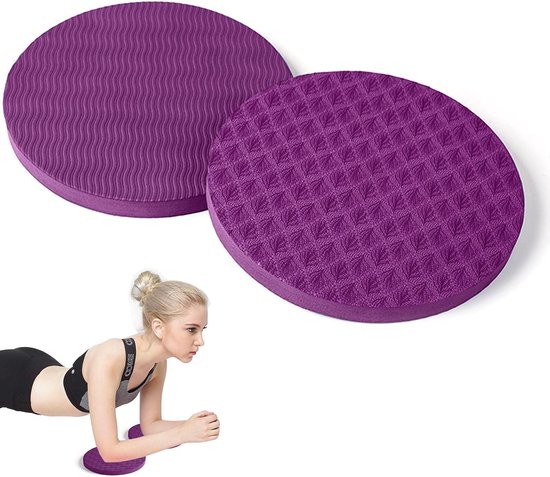 Yoga kniebeschermers - 2-delige set - 1,5*17,5*17,5 cm - Yoga knielmat - Antislip yoga knielmat - Balansmat - Plank oefenkussen - Geschikt voor yoga, pilates en diverse oefeningen - Beschermt effectief knieën, ellebogen, polsen en handen - Paars