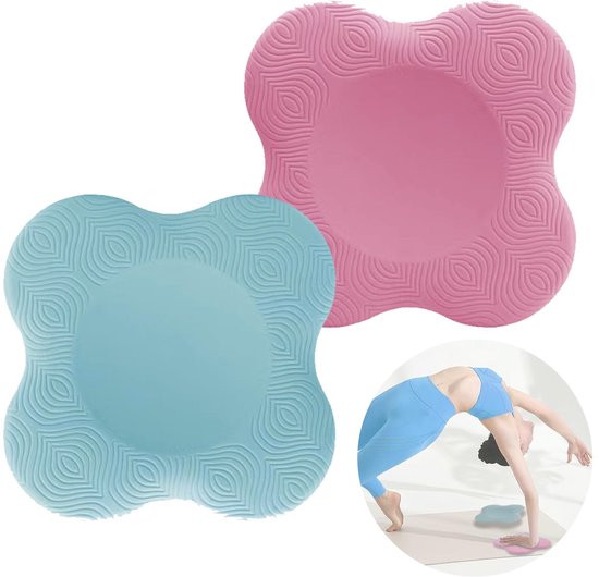 Yoga kniebeschermers antislip zacht kniekussen - 2-delige mattenset voor maximale ondersteuning van de knieën tijdens yoga gymnastiek pilates aerobics (roze blauw) van Merkloos