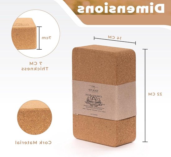 Yoga Kurkblok - Duurzame Natuurlijke Ecologische Kurk - Taco Yoga Pilates Fitness - Yogablok Kurk van SMUKYOGA