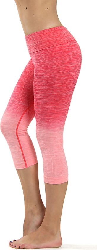 Yoga legging - compressie met hoge taille CAPRI OMBRE CORAL S van Domyos