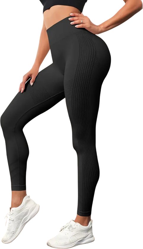 Yoga Leggings - Comfort - Fitness - Sport Legging - Hoge Taille - Cropped - Buik Ondersteuning - Comfortabel - Zwart van $