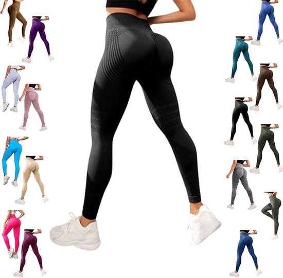 Yoga les - Compressielegging voor dames - Sportlegging - Lange yogalegging met hoge taille - Fitnessbroek, geschikt voor dagelijks gebruik, vrijetijdskleding en sporten, zwart, maat M van Merkloos