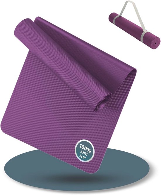 Yoga Mat Bessen - 180x60cm - Inclusief Draagriem - Extra Antislip - 4 mm Dikte - Gymnastiekmat en Fitnessmat - Workout en Yoga - Sportmat voor Thuis Yoga mat van Merkloos