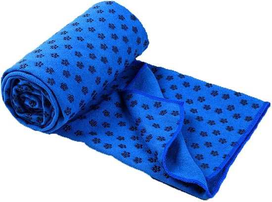 Yoga Mat Cover - Sport Handdoek - Fitness Oefeningen - Antislip - 183 x 63cm - Blauw