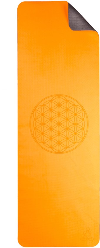 Yoga mat ecofriendly oranje met flower of life van Merkloos