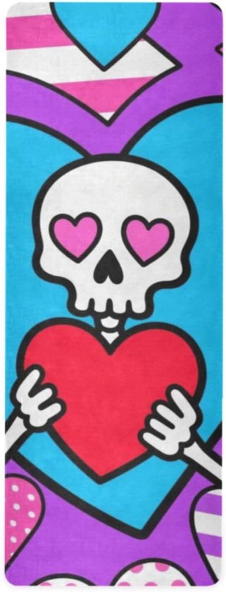 Yoga Mat - Fitness Handdoek - Sporten Buiten - Absorbeert Zweet Snel - 180 x 66 cm - Pop Art Schedel