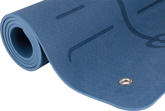 Yoga Mat - Fitness Mat Blauw - Sport mat - TPE - Anti slip en eco - Body Line - Met draagriem van Body Line