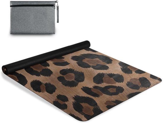 Yoga Mat - Fitness Mat Oefenmat - Hot Yoga Beoefenen - Natuurlijk Rubber Antislip - 180x66 cm - Luipaard Print
