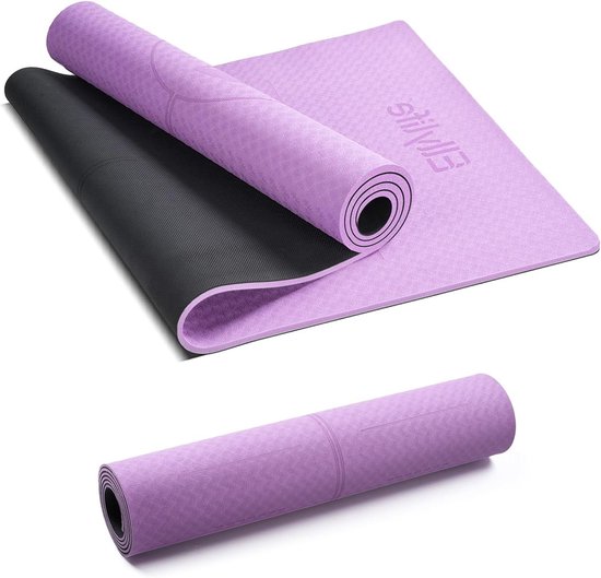 Yoga Mat - Fitness Mat - Thuis Sporten - Natuurlijk Rubber - 190 x 68 cm - Lila