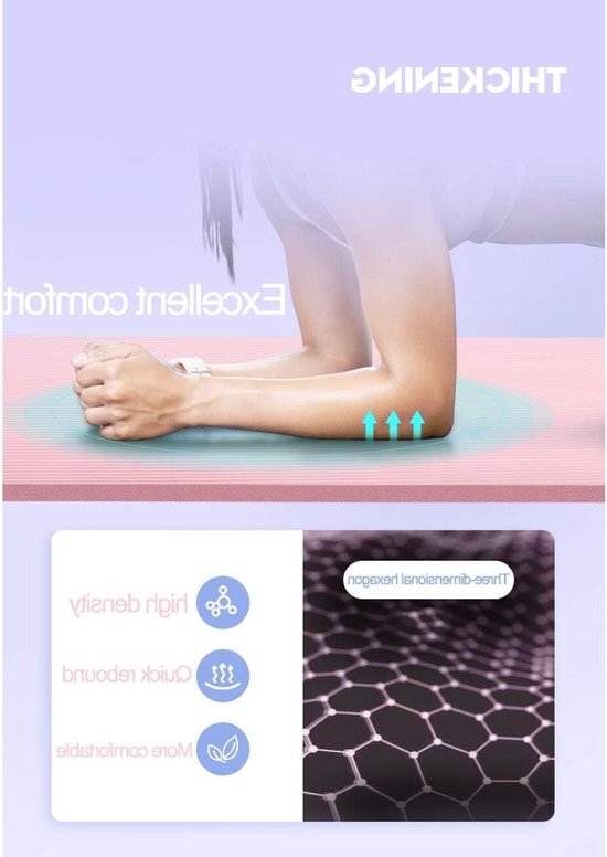 Yoga Mat - Fitness Mat - Thuis Workout - Lichaam Lijn Systeem - 185x80cm - Paars