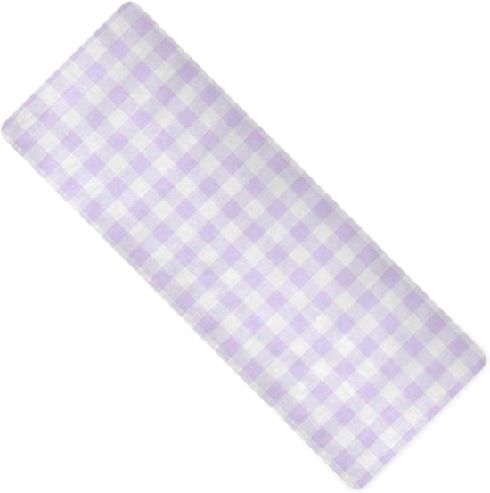 Yoga Mat - Fitness Tapijt - Yoga Oefenen - Antislip Rubber Onderkant - 180 x 66 cm - Paars Wit Geruit