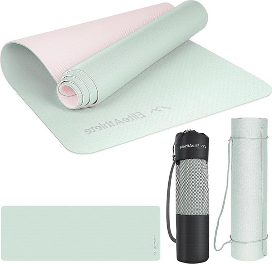 Yoga mat gevoerd en antislip - fitness pilates mat 183 cm x 61 cm x 06 cm - trainingsmat incl. transportgordel + tas van Core Balance