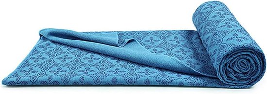 Yoga Mat Handdoek - Pilates Handdoek - Hot Yoga - Anti-slip Microvezel - 183x63cm - Blauw