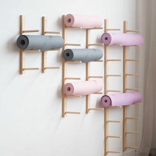 Yoga Mat Houder - Fitness Rack - Sportuitrusting Opbergen - Verstelbare Stokken - Max 9 Matten - Zwart