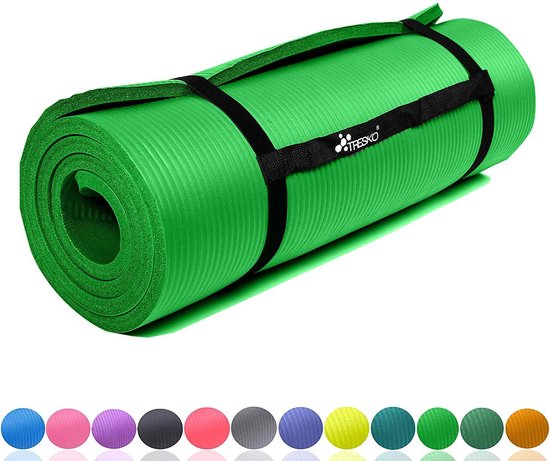 Yoga mat lichtgroen, 190x100x1,5 cm dik, fitnessmat, pilates, aerobics van Gorilla Sports.