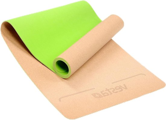 Yoga mat natuurlijk rubber fitness app natuurrubber duurzame sportmat kurk antislip van Merkloos
