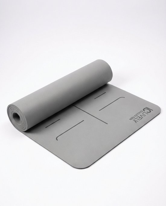 Yoga Mat Natuurlijk Rubber & PU – Antislip Yogamat 181x61 cm – 4mm – Ashtanga & Hot Yoga Mat – Premium Grip - licht grijs van Merkloos