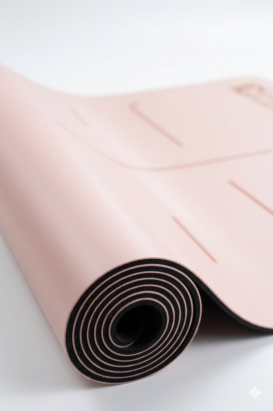 Yoga Mat Natuurlijk Rubber & PU – Antislip Yogamat 181x61 cm – 4mm – Ashtanga & Hot Yoga Mat – Premium Grip - licht rose van Merkloos