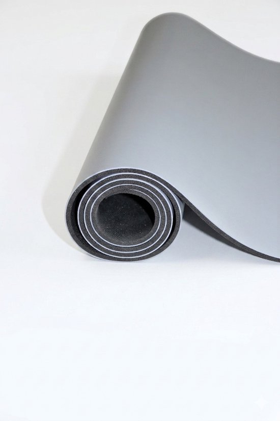 Yoga Mat Natuurlijk Rubber & PU - Antislip Yogamat 183x61 cm - 4mm - Ashtanga & Hot Yoga Mat - Premium Grip - Paars/Grijs