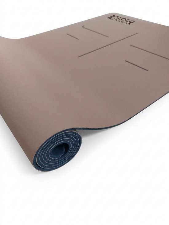 Yoga Mat Natuurlijk Rubber PU - Antislip Yogamat 183x61cm - 4mm Premium Grip Mat - Hot Yoga & Ashtanga - Coffee