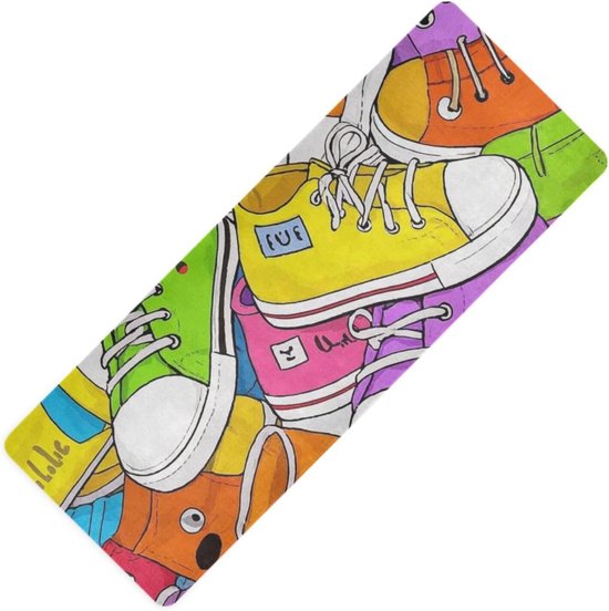 Yoga Mat - Oefenmat Fitness - Sporten Thuis - Antislip Natuurrubber - 180x66 cm - Cartoon Schoenen