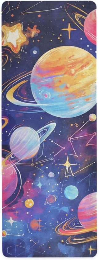 Yoga Mat - Oefenmat Fitness - Thuis Sporten - Natuurlijk Rubber - 180x66 cm - Cosmisch Planeet