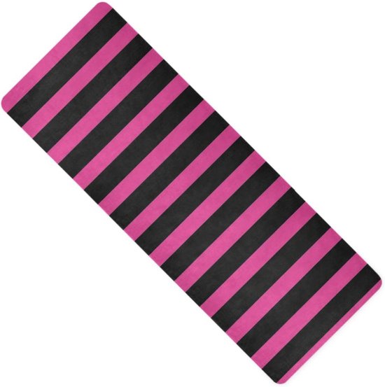Yoga Mat - Oefenmat Fitnessmat - Sporten Buiten - Natuurlijk Rubber Antislip - 180 x 66 cm - Zwart Roze
