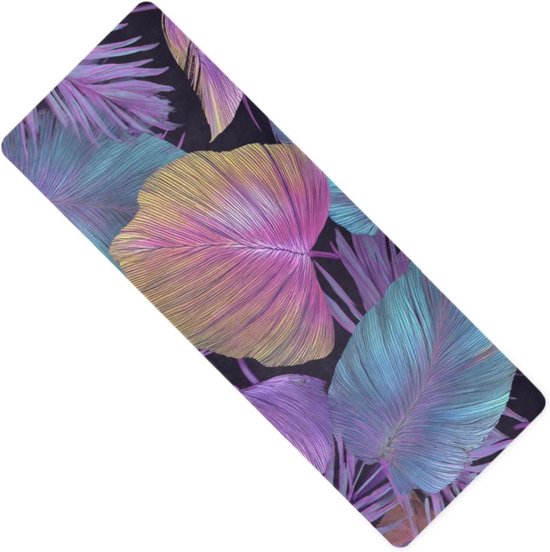 Yoga Mat - Oefenmat Fitnessmat - Thuis Sporten - Antislip Absorberend - 180x66 cm - Paars Blauw