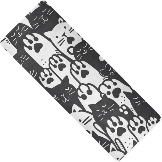 Yoga Mat - Oefenmat Fitnessmat - Thuis Sporten - Antislip Natuurrubber - 180x66 cm - Kattenpoot Cartoon
