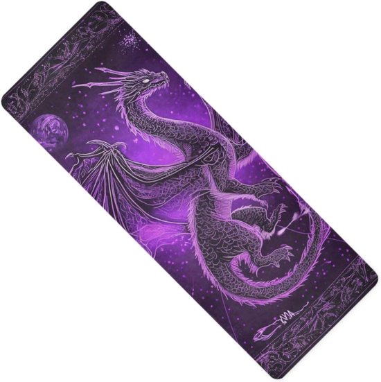 Yoga Mat - Oefenmat Fitnessmat - Thuis Yoga Beoefenen - Antislip Natuurrubber - 180x66 cm - Paarse Draak