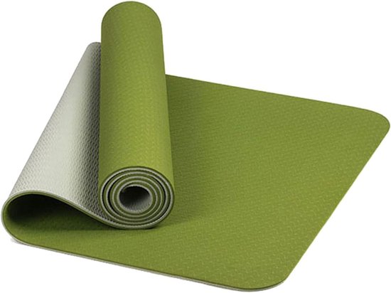 Yoga Mat - Oefenmat Pilates - Fitness Thuis - Antislip Dubbele Kleur - 183x61cm 6mm - Geel