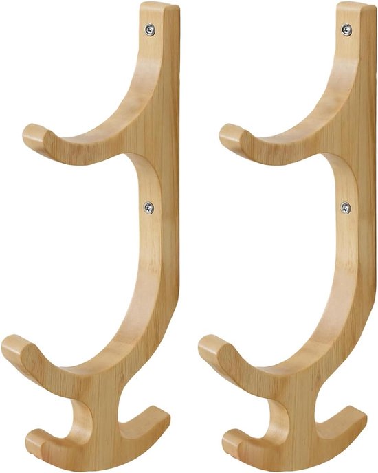 Yoga Mat Opslag - Fitness Organizer - Sportuitrusting Ophangen - Vierhaak Ontwerp - 41 x 25 cm - Houtkleur