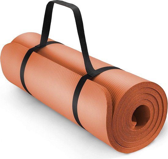 Yoga mat oranje 1 cm dik, fitnessmat, pilates, aerobics van Topas-Onyx