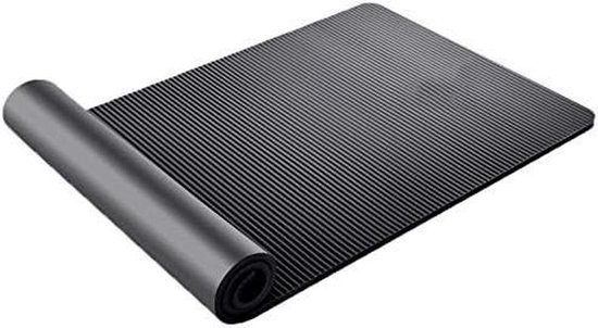 Yoga Mat, Pilates en Gymnastiek10mm Dikke Grote Oefening Mat, Anti-Tear Eco Vriendelijk met Draagbanden, Premium voor Pilates, Fitness, Vrouwen en Mannen, Een Zwart, 185cm*80cm*10mm