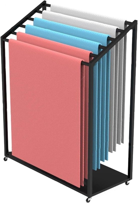 Yoga Mat Rek - Sportmat Organizer - Opbergen Yogamatten - Met Vergrendelbare Wielen - 85x40x120cm - Zwart
