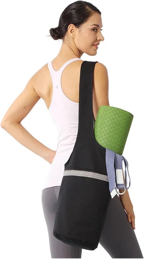 Yoga Mat Tas - Sporttas Yogamat - Fitness Benodigdheden - Grote Opening - 88 cm - Zwart/Bruin