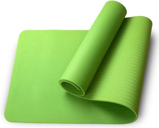 Yoga mat TPE ECO gymnastiekmat antislip milieuvriendelijk - huidvriendelijk - yoga pilates fitness - tas draagband - 183 x 61 x 08 cm - grasgroen van Athletis