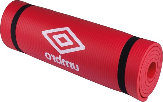 Yoga mat Umbro - 190 x 58 x 1 cm - met draagriemen - extra zacht en 1 cm dik - anti-slip fitnessmat - rood van Umbro