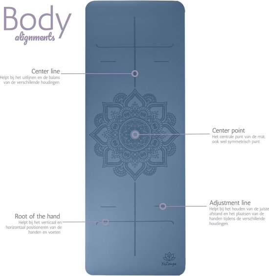 Yoga mat voor optimaal comfort en grip - Natuurlijk rubber - Extra breed met Mandala design - Duurzaam en biologisch afbreekbaar - Ideaal voor Pilates en diverse yogavormen